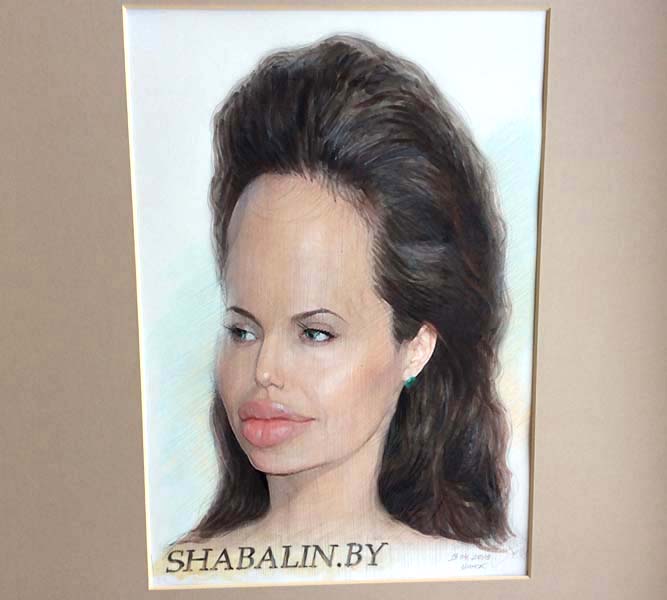 шарж Анжелины Джолли по фото комбинированная технология