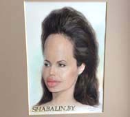 шарж Анжелины Джолли по фото на 8 Марта комбинированная технология